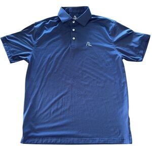 Rhoback Polo Shirt Performance Golf Dark Blue Navy Striped Mens Size Medium